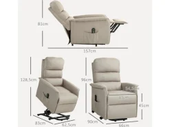 Sale HOMCOM Aufstehsessel Polyester Stahl Beige 66L x 90B x 96H cm