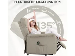 Sale HOMCOM Aufstehsessel Polyester Stahl Beige 66L x 90B x 96H cm