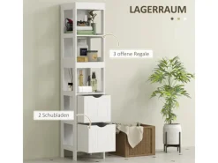 HOMCOM Badezimmerschrank Spanplatte MDF Weiß 30L x 30B x 141,2H cm