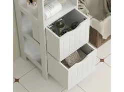 HOMCOM Badezimmerschrank Spanplatte MDF Weiß 30L x 30B x 141,2H cm