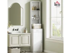 New HOMCOM Badezimmerschrank Spanplatte 35L x 30,5B x 179H cm Weiß