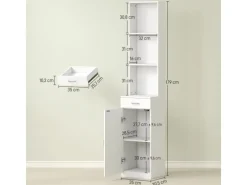 New HOMCOM Badezimmerschrank Spanplatte 35L x 30,5B x 179H cm Weiß