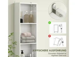 New HOMCOM Badezimmerschrank Spanplatte 35L x 30,5B x 179H cm Weiß