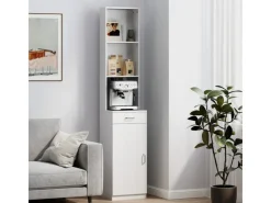 New HOMCOM Badezimmerschrank Spanplatte 35L x 30,5B x 179H cm Weiß