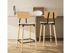 HOMCOM Barhocker 2er Set Barstuhl für Küche Wohnzimmer Esszimmer