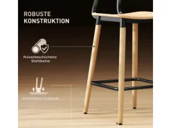 HOMCOM Barhocker 2er Set Barstuhl für Küche Wohnzimmer Esszimmer