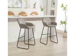 HOMCOM Barhocker 2er Set Gepolstert Barstuhl für Küche Wohnzimmer Grau