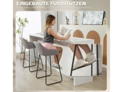 HOMCOM Barhocker 2er Set Gepolstert Barstuhl für Küche Wohnzimmer Grau