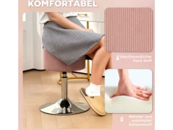 Sale HOMCOM Barhocker Gepolstert Barstuhl für Küche Wohnzimmer Esszimmer Rosa