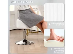Best HOMCOM Barhocker Gepolstert mit Metallgestell für Küche Wohnzimmer Weiß
