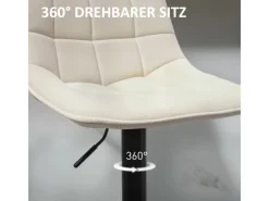 Clearance HOMCOM Barhocker mit Lehne Polyester Beige 53L x 47B x 96-117H cm