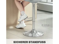 HOMCOM Barhocker mit Stahlgestell Kunstleder Grau 38L x 42B x 82-104H cm