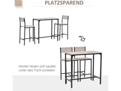 Online HOMCOM Barmöbel MDF Metall Natur Schwarz L89 x B45 x H87 cm L39 x B45 x H95 cm