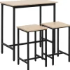 Online HOMCOM Bartisch mit 2 Stühlen Industrie-Design Naturholz Schwarz 80 x 50 x 85 cm
