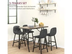 HOMCOM Bartisch mit Barhocker Set 5-Teilige Stahl 120 x 60 x 91 cm