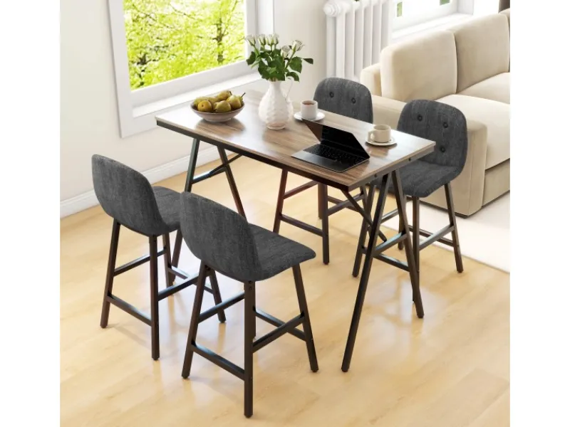 HOMCOM Bartisch mit Barhocker Set 5-Teilige Stahl 120 x 60 x 91 cm
