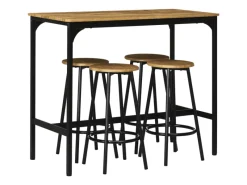 HOMCOM Bartisch mit Barhocker Set 5-tlg. im Industriedesign Rustikal-Braun