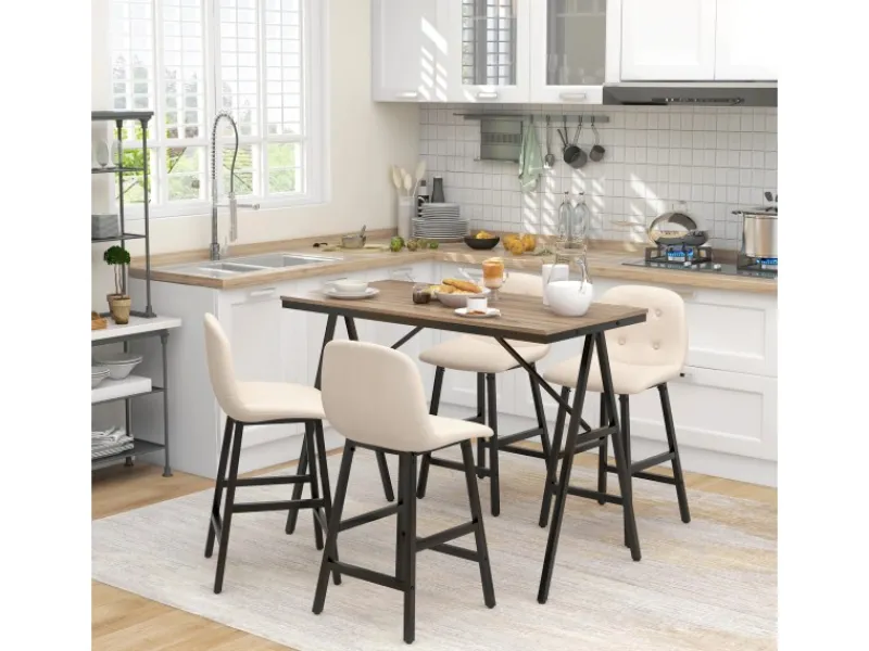 HOMCOM Bartisch mit Barhocker Set 5-Teilige 120 x 60 x 91 cm