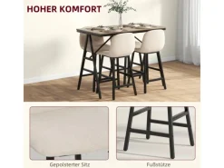 HOMCOM Bartisch mit Barhocker Set 5-Teilige 120 x 60 x 91 cm