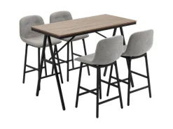 HOMCOM Bartisch mit Barhocker Set 5-Teilig Stahl Hellgrau 120 x 60 x 91 cm