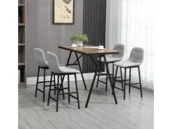 HOMCOM Bartisch mit Barhocker Set 5-Teilig Stahl Hellgrau 120 x 60 x 91 cm