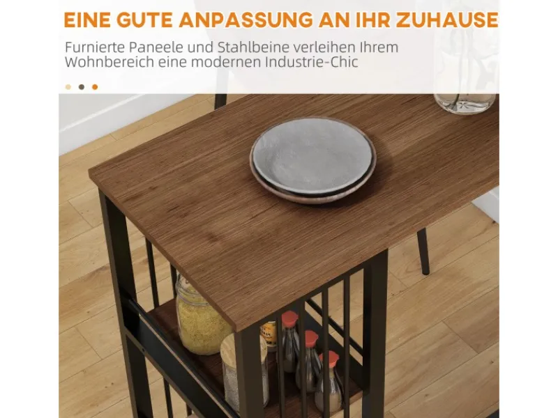 Sale HOMCOM Bartisch mit Holzoptik Spanplatte Stahl Braun 120L x 40B x 105H cm