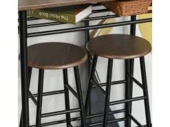 HOMCOM Bartisch Set mit 2 Barhocker MDF Metall Schwarz 80B x 50T x 90H cm