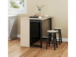 HOMCOM Bartisch Set Spanplatte Schwarz Eiche 116L x 70B x 89,5H cm