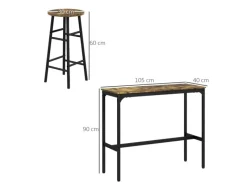 Sale HOMCOM Bartisch-Set 3-Teilig im Industriedesign Stahl Rustikal-Braun