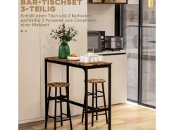 Sale HOMCOM Bartisch-Set 3-Teilig im Industriedesign Stahl Rustikal-Braun