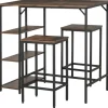 HOMCOM Bartisch-Set Stehtisch mit 2 Barhockern Braun Schwarz 109 x 60 x 100 cm