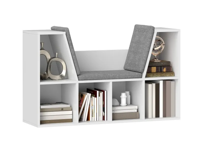 HOMCOM Bücherregal Aufbewahrungsregal Spanplatte Weiß 105L x 30B x 63H cm
