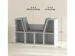 HOMCOM Bücherregal Aufbewahrungsregal Spanplatte Weiß 105L x 30B x 63H cm