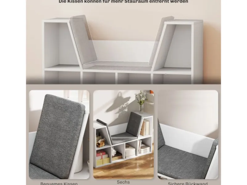 HOMCOM Bücherregal Aufbewahrungsregal Spanplatte Weiß 105L x 30B x 63H cm