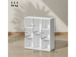 New HOMCOM Bücherregal Standregal mit 8 Ebenen Aufbewahrungsregal