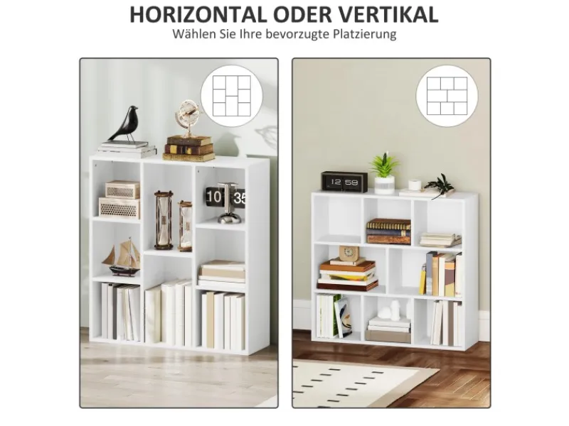 New HOMCOM Bücherregal Standregal mit 8 Ebenen Aufbewahrungsregal