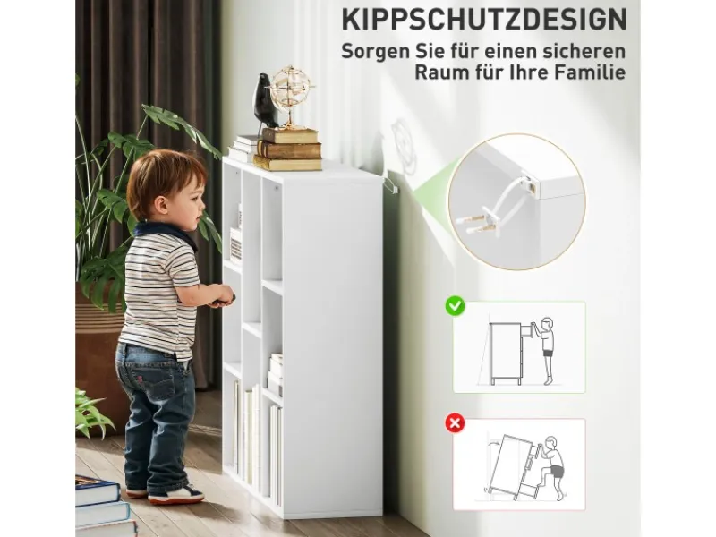 New HOMCOM Bücherregal Standregal mit 8 Ebenen Aufbewahrungsregal