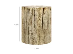 HOMCOM Beistelltisch im Baumstumpf-Design Rund für Wohnzimmer Garten Natur