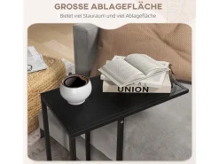 HOMCOM Beistelltisch Laptoptisch mit Stahlgestell Schwarz 46 x 26 x 60 cm