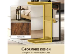 Hot HOMCOM Beistelltisch MDF Stahl 46L x 25B x 62,5H cm Rustikal-Braun