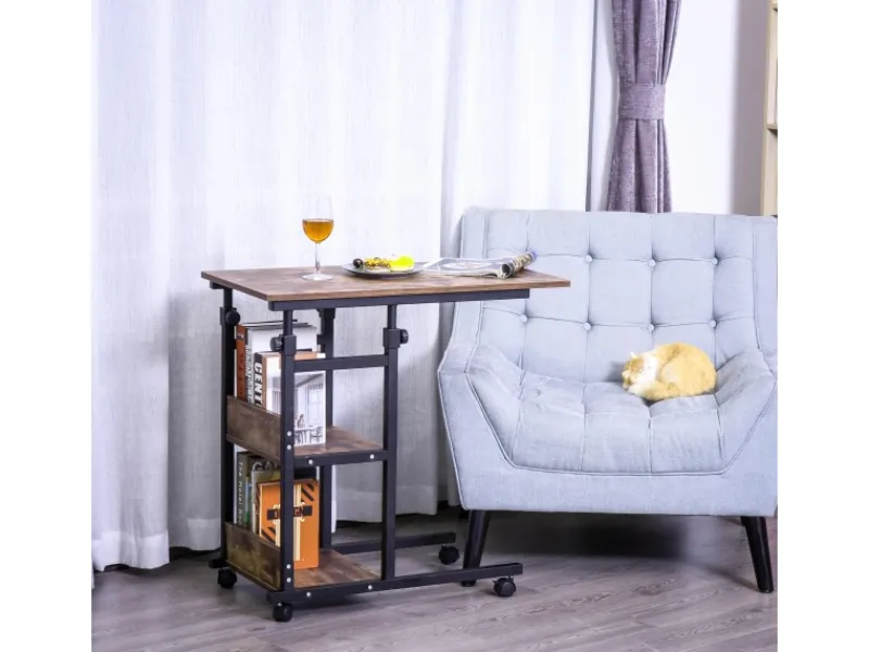 Online HOMCOM Beistelltisch mit Rollen Höhenverstellbar 80x40x72-82 cm