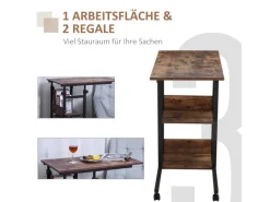 Online HOMCOM Beistelltisch mit Rollen Höhenverstellbar 80x40x72-82 cm