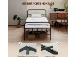 HOMCOM Bettrahmen Bettgestell Metall Schwarz 206,9L x 91,8B x 82,5H cm