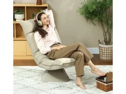 Clearance HOMCOM Bodenstuhl 360° Drehbar Bodensessel mit 5-Fach 70L x 62B x 95H cm Beige