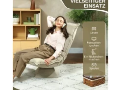 Clearance HOMCOM Bodenstuhl 360° Drehbar Bodensessel mit 5-Fach 70L x 62B x 95H cm Beige