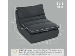 HOMCOM Bodenstuhl mit Einteiligem für Zuhause Büro 103L x 82B x 75H cm