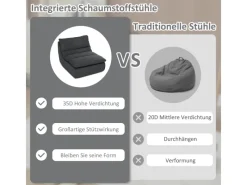 HOMCOM Bodenstuhl mit Einteiligem für Zuhause Büro 103L x 82B x 75H cm