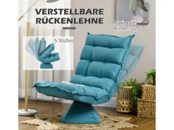 Sale HOMCOM Bodenstuhl mit Verstellbarer Rückenlehne Drehbar mit Sockel