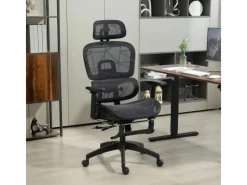 HOMCOM Bürostuhl mit Armlehne Polyester Schwarz 66L x 64B x 114-122H cm