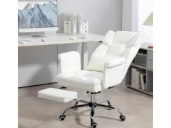 Online HOMCOM Bürostuhl mit Liegefunktion Kunstleder Weiß 69L x 65B x 107-115H cm